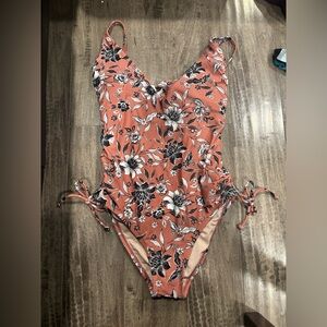 Kona Sol Floral Swimwear in Orange and Black